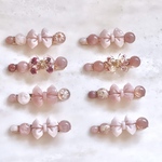 くすみピンク　リボン　ヘアクリップ　淡いピンク　フラワー