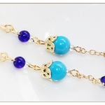 【0199】樹脂ピアス・イヤリング　ターコイズ練り＆チェコしずくコバルト青