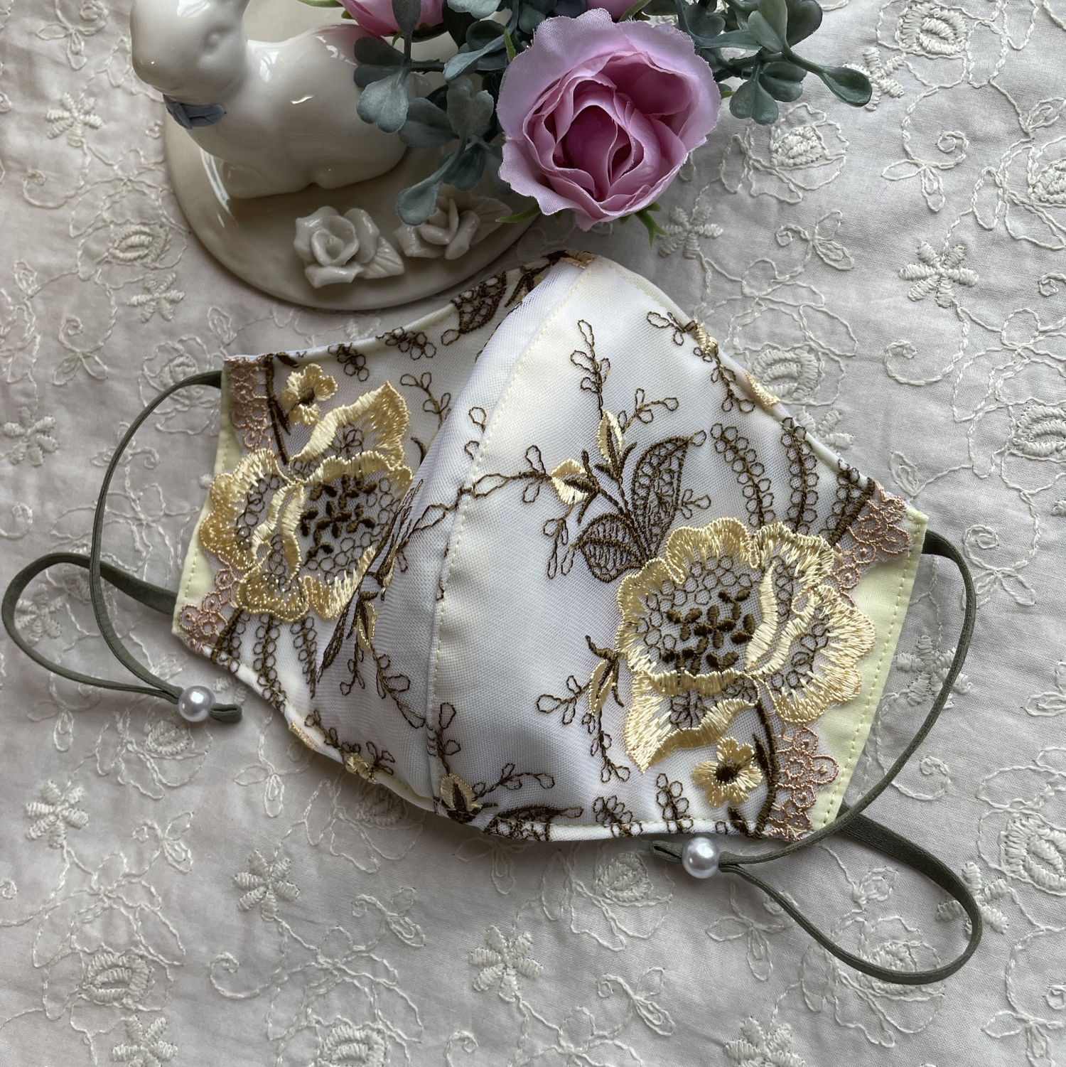 刺繍レースマスク】秋色♡穏やかな温みカラー♡クレンゼ使用マスク送料 
