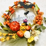 プライスダウン✨2段パンプキン🎃と黒猫🐈‍⬛のハロウィンウェルカムリース🎃👻