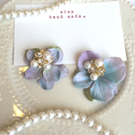紫陽花バックキャッチピアス(パープルブルー)♡送料込み