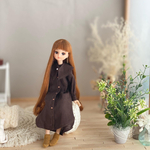 つけ襟シャツワンピース ブラウン リカちゃん服 1/6ドール服