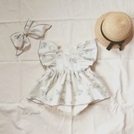 Lace flower   大きなフリルのベビーロンパース  刺繍スタイお名入れ  Baby　70/80/90