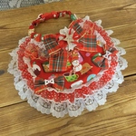 犬・猫の首輪　23～26　cocoちゃんペットスタイチョーカー　赤・クリスマスキューブ柄・スノーマンモチーフ