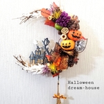 送料無料🌜️三日月🎃Halloween館リース(ブラック）玄関リース