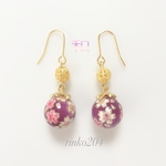 浴衣♥着物に和のピアス/イヤリング パープルツートン