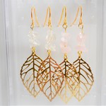 ワンコイン☆５００円☆ボタニカル風天然石ピアス♡イヤリング