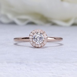 モアサナイト　リング　指輪　ラウンドヘイロー　ピンクゴールド4mm