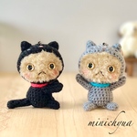 【MaiMai19様　専用】パクっと黒ねこ&グレーねこキーホルダー🐾あみぐるみ