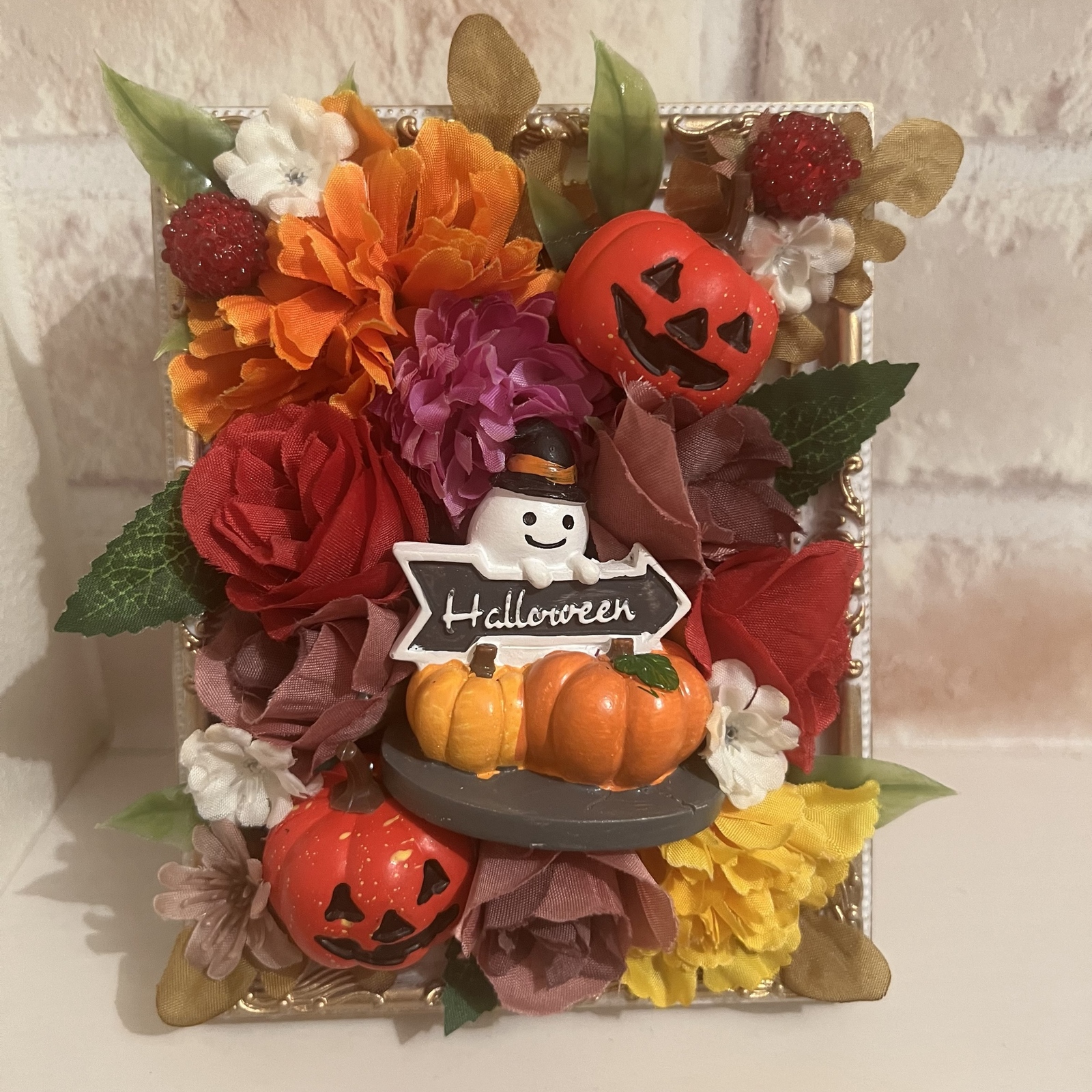 ハロウィン ハンドメイドオブジェ 雑貨 装飾 手作り 一点もの ★かぼちゃと籠★ ハロウィン ハンドメイドオブジェ 雑貨 装飾 手作り 一点もの