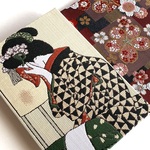 葛飾北斎御朱印帳　B6 大判サイズ　12x18cm　#5セノオ楽譜No.45『春の宵』　桜　大正ロマン　美人画　竹久夢二　桐生織物　金襴生地