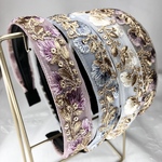 1000円🎉 12/31まで ☆インド刺繍リボン カチューシャ　No.f002水色