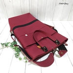 【mi様専用】№1461 倉敷帆布 縦型フルートリュック～ボルドー×ブラック