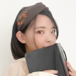 秋の香り＊金木犀の刺繍ヘアターバン(ヘアバンド)/ハーフリネン
