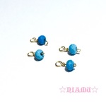 【天然石チャーム】14kgf 宝石質　ターコイズ　ボタンカット　４個　ハンドメイド素材