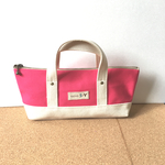 ミニトート型大きめのペンケース    チェリーピンク×生成