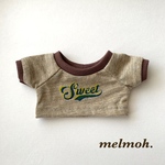 20cmぬいぐるみ用　ロゴTシャツ(sweet) 杢ベージュ