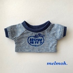 20cmぬいぐるみ用　ロゴTシャツ　杢ブルー(アップル&虫)