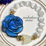 新作✩.*˚ブルーシラーラブラドライト薔薇 蝶 キャッツアイブレスレット✩.*˚