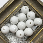 【約18mm 10個】 ホワイト 単色アクリルビーズ　  ラウンド 貫通 