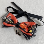 【犬用】ハロウィン　犬リボン　オレンジ　ハロウィン柄　チョーカー　コウモリ　ヘッドドレス　犬お揃い　魔女