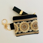 インド刺繍リボン　ナスカン付きミニポーチ