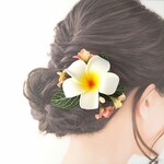 白い プルメリア サーモンピンク 小花 フラダンス 髪飾り ハワイアン フラ ヘアクリップ   