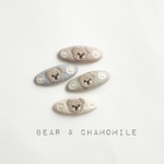くま＆カモミール刺繍　パッチンピン