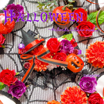 『ハロウィン☆薔薇チョーカー』　犬 猫 ペット トリミング 撮影 薔薇 カボチャ 蜘蛛の巣