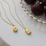 18kgp ステンレス　シンプル　ジルコニア付き　トップ　ネックレス　金属アレルギー対応　つけっぱなし　