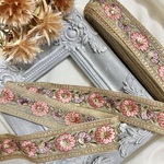 50cm  インド刺繍リボン  チュール  花柄  4  #ct32