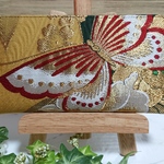 帯リメイク🌸蝶柄ラウンドファスナー長財布