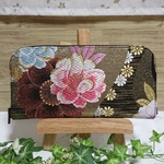 帯リメイク🌸花柄ラウンドファスナー長財布