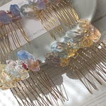 《SALE》10月中旬まで✩.*˚ 15足 コーム「夕焼けから夜に染まる空・pm.4~5」③ 鉱石レジン 夕方 夜空 青 紫 ピンク ヘアコーム レジン