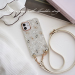 色が選べる ★ スマホショルダー ストラップ付き iphoneケース  エレガントフラワー 花柄