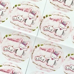 🎃透明水彩画「うさぎのハロウィンシール」イラストシール 48枚 サンキューシール 丸シール ハロウィン　ラッピング　秋　うさぎ　ウサギ　兎　北欧  ピンク　ホワイトハロウィン