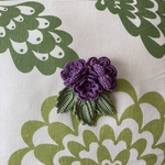 「再販」アイリッシュレースの花＆葉のブローチ