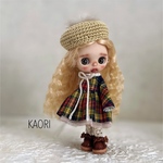 プチブライス　アウトフィット　リバティワンピース3点セット（黄）ハンドメイド　服
