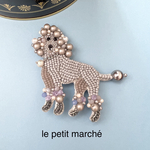 オシャレなプードルのビーズ刺繍ブローチ