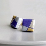 "square" 陶器ピアス/イヤリング オータムパープル