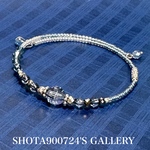 ［再販4］手染めビーズ　vol7♡  tomo コラボ  BLUE  GRAY  シングル　ワイヤー　ブレスレッド　#minne_new #ブルー #ブルーグレー