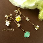 saly☆揺れるお花と太陽さん雲さんのイヤリング