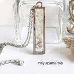 再2＊Rectangleクラッシュシェル＊ロングネックレス(S)【138】E         