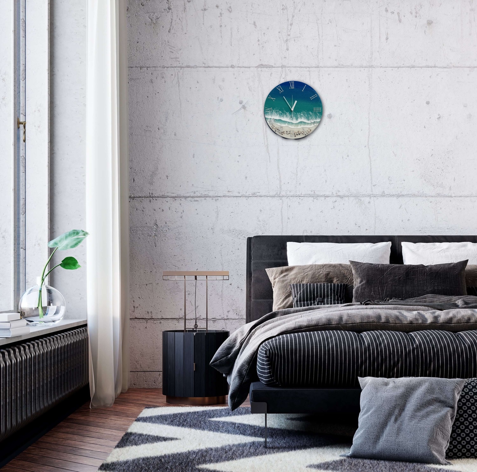 SALE！海レジンアート〜シェル型壁掛け時計 sea】レジン時計