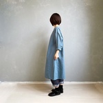 リネンのワンピース。ストーンブルー【受注製作】