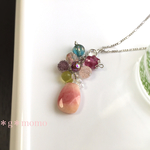 再販＊天然石ピーチジェイドのフルーティネックレス