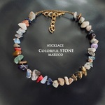 NC380-400マルチストーンチップColorful Natural*天然石ネックレス  *送料無料*