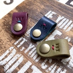 本革コードホルダー　3個セット　紫&ネイビー＆オリーブ色　ケーブルホルダー