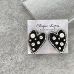 シルバーハートとパールのイヤリング