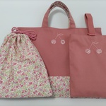 入園 入学 レッスンバッグ 3点セット（小）帆布 さくらんぼ
